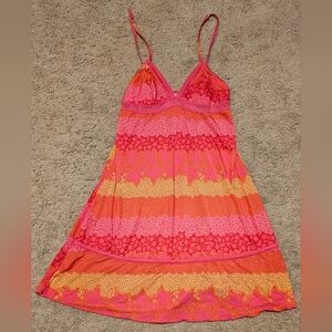 Victorias Secret Pout Neon Hot Pink Orange Yellow Stars Satin Babydoll Chemise